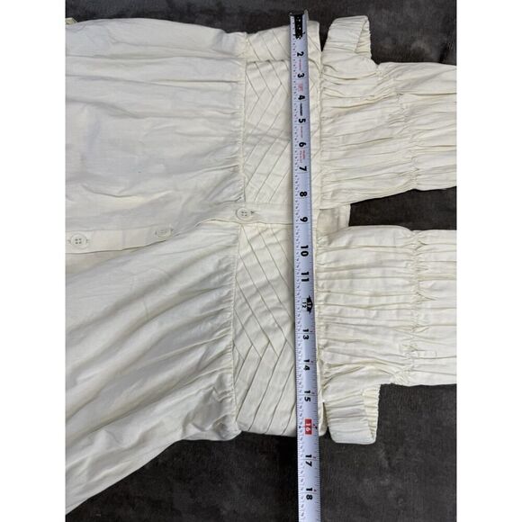 New Anthropologie Forever That Girl Tiered Deep V Cream Embroidered Dress L - Picture 8 of 12